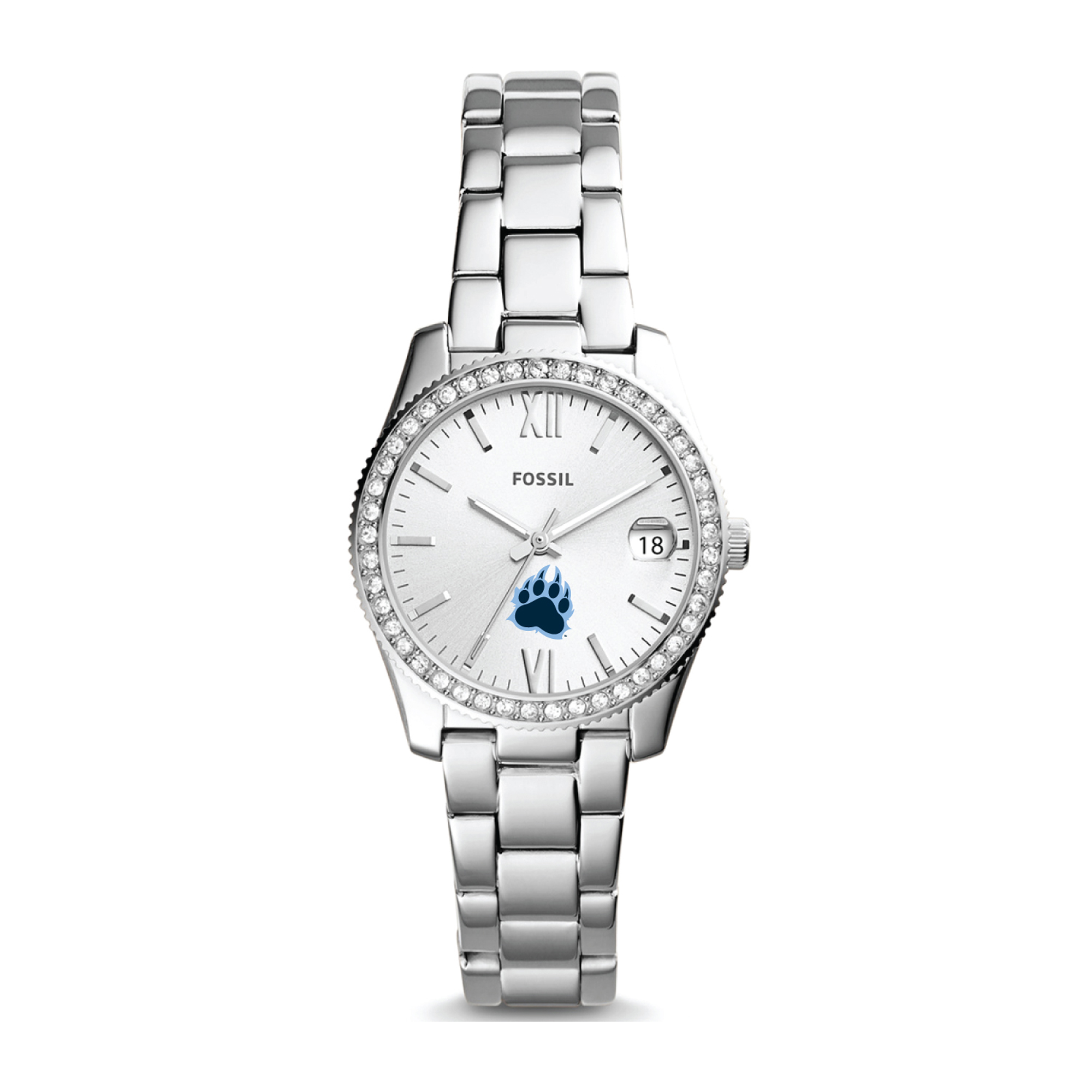 Women's Fossil Silver CUNY Baruch College Scarlette Mini Three-Hand Date Watch