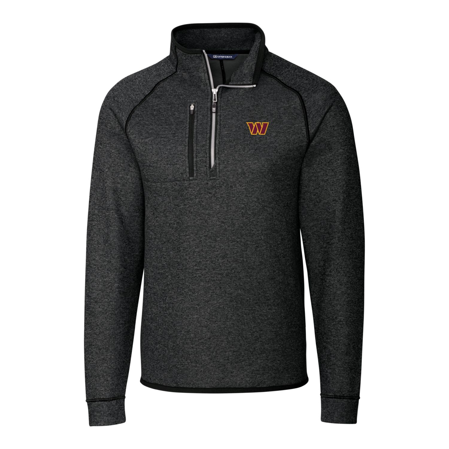 Men's Cutter & Buck Heathered Charcoal Washington Commanders Big & Tall Mainsail Half-Zip Pullover Jacket