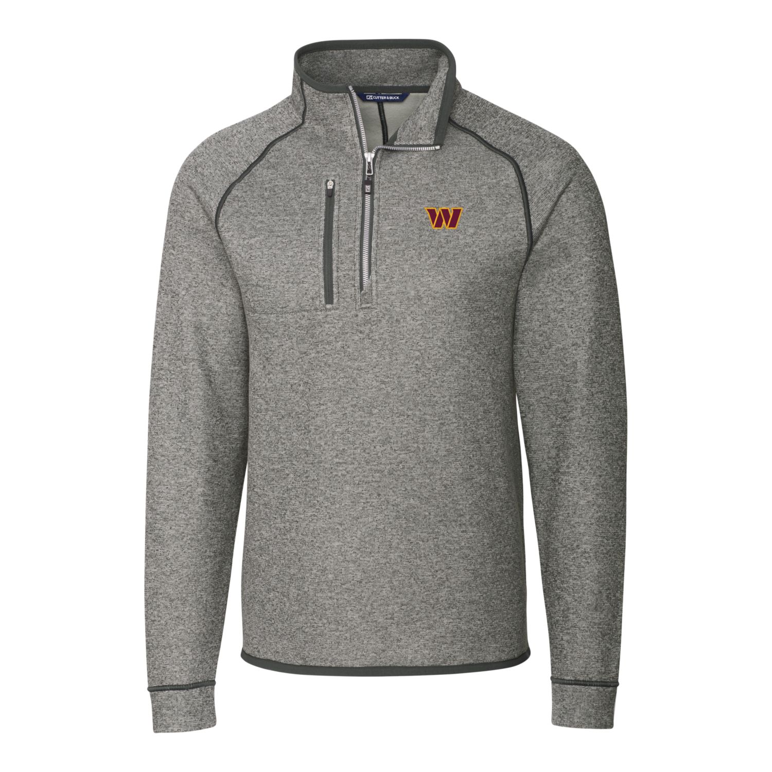 Men's Cutter & Buck Heathered Gray Washington Commanders Big & Tall Mainsail Half-Zip Pullover Jacket