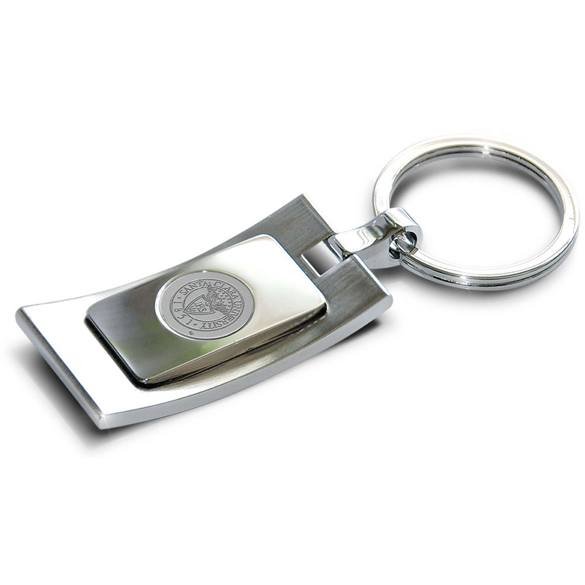 Silver Santa Clara Broncos Team Logo Curve Key Ring