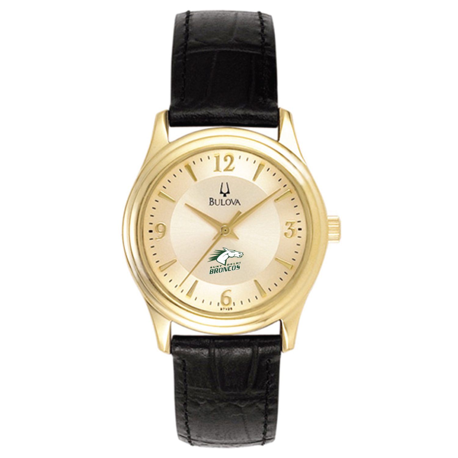 Women's Bulova Gold SUNY Delhi Broncos Stainless Steel Watch with Leather Band
