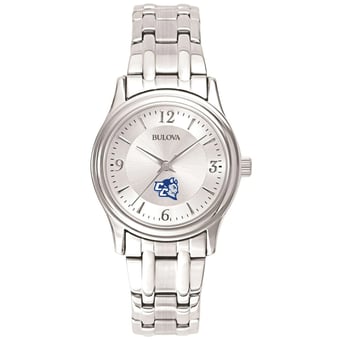 Women's Bulova Silver Central Connecticut State Blue Devils Stainless Steel Quartz Watch