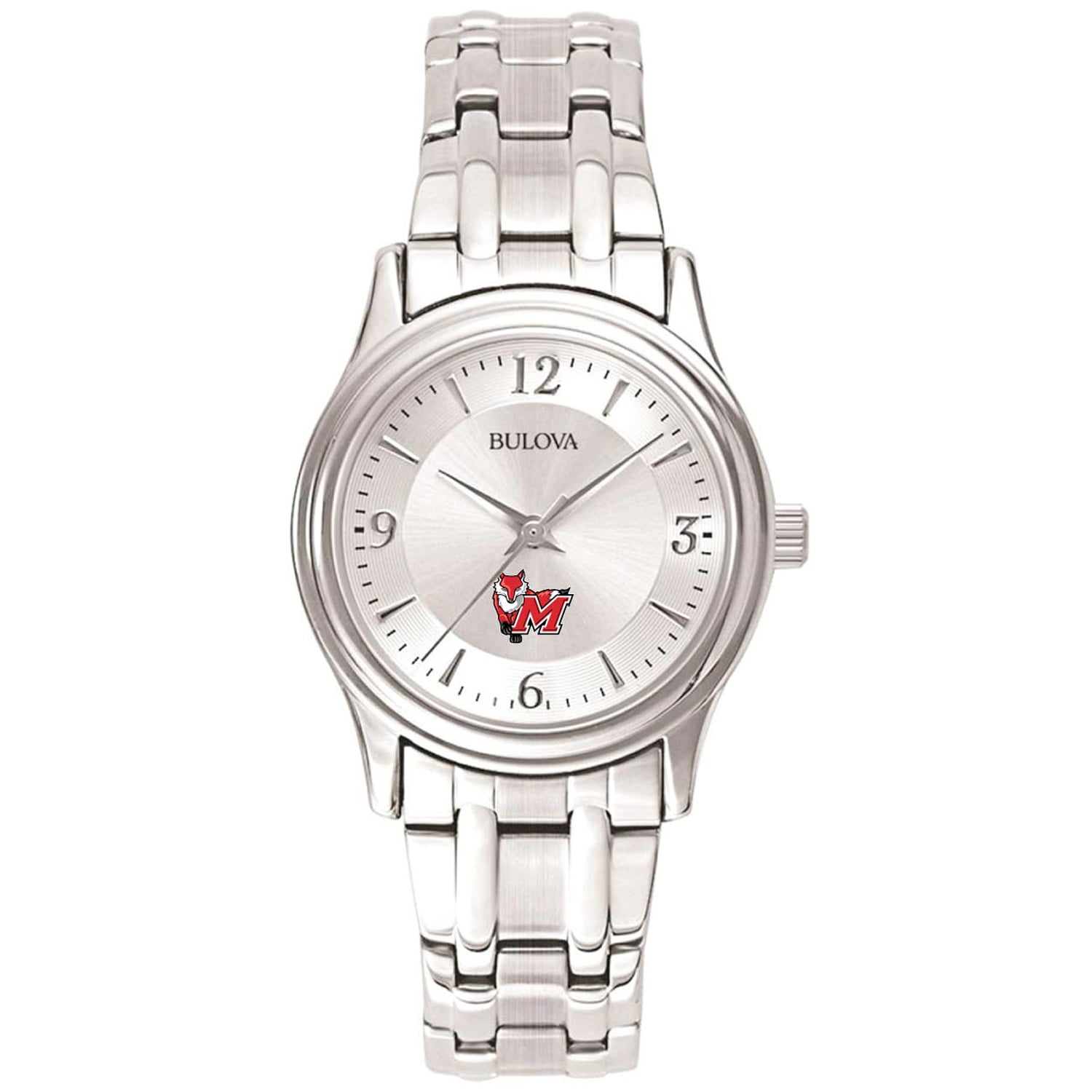 Women's Bulova Silver Marist Red Foxes Stainless Steel Quartz Watch