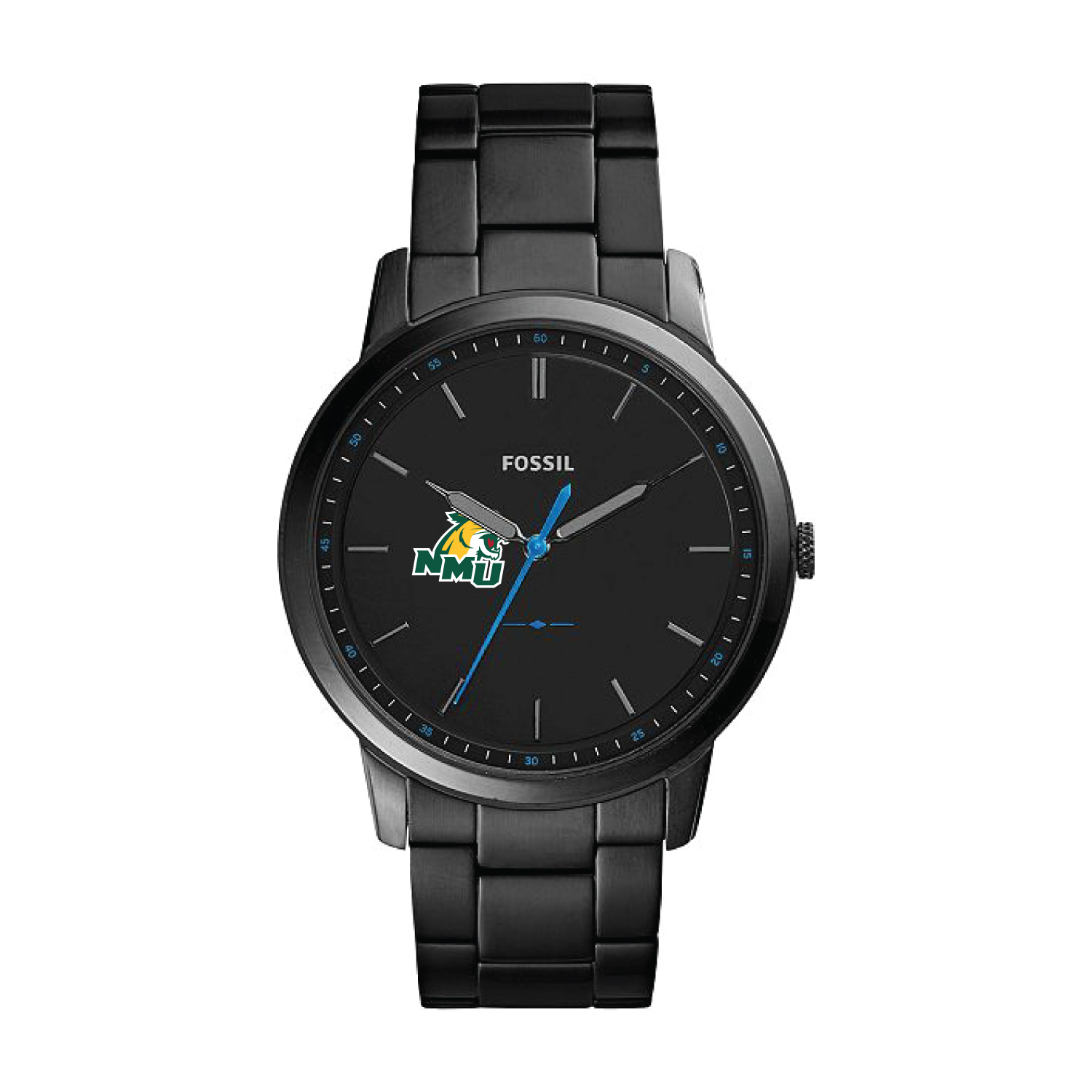 Fossil Black Northern Michigan Wildcats The Minimalist Slim Stainless Steel Watch
