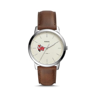 Fossil Silver Marist Red Foxes The Minimalist Brown Leather Watch