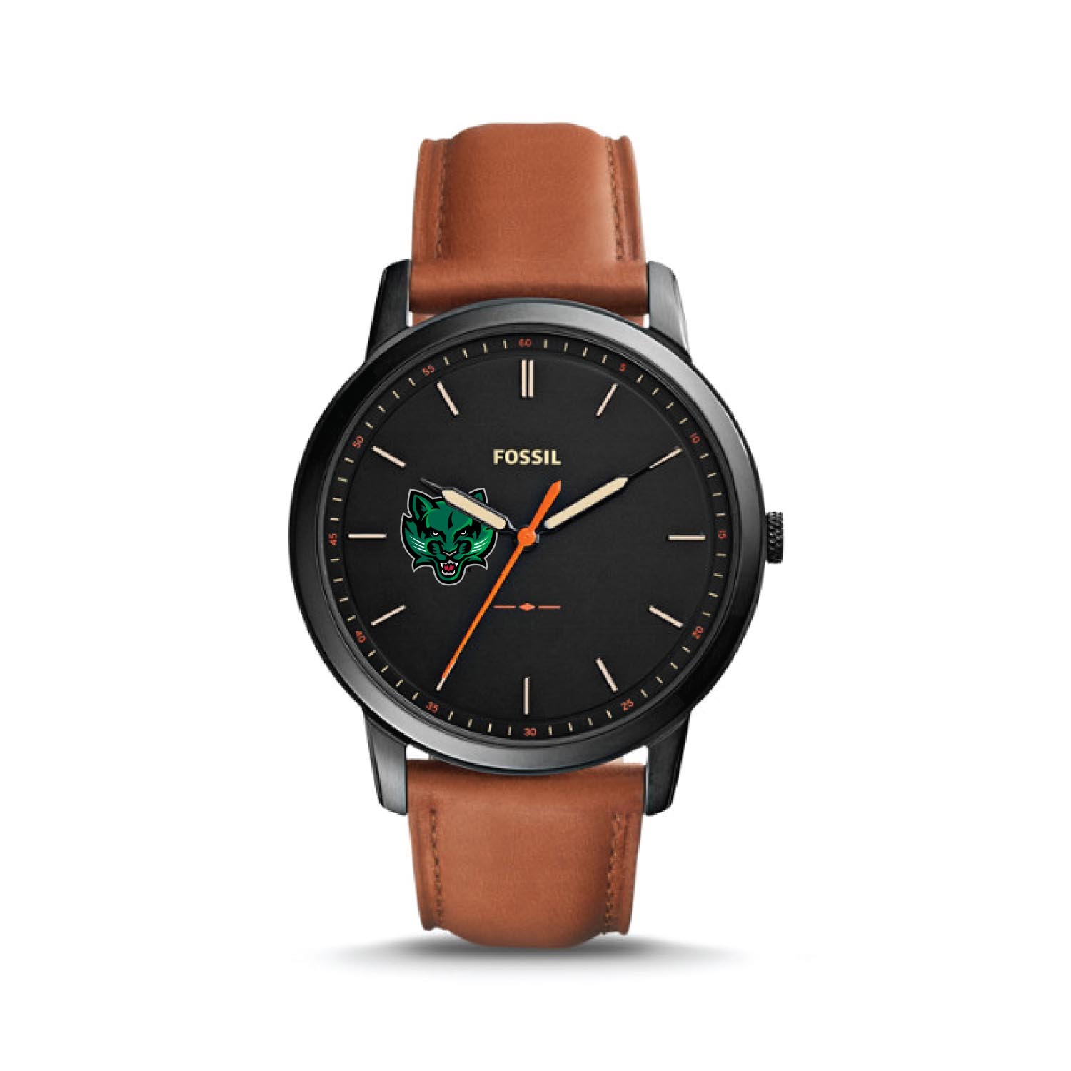 Fossil Black Binghamton Bearcats The Minimalist Slim Light Brown Leather Watch