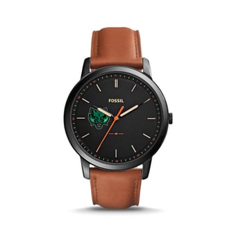 Fossil Black Binghamton Bearcats The Minimalist Slim Light Brown Leather Watch