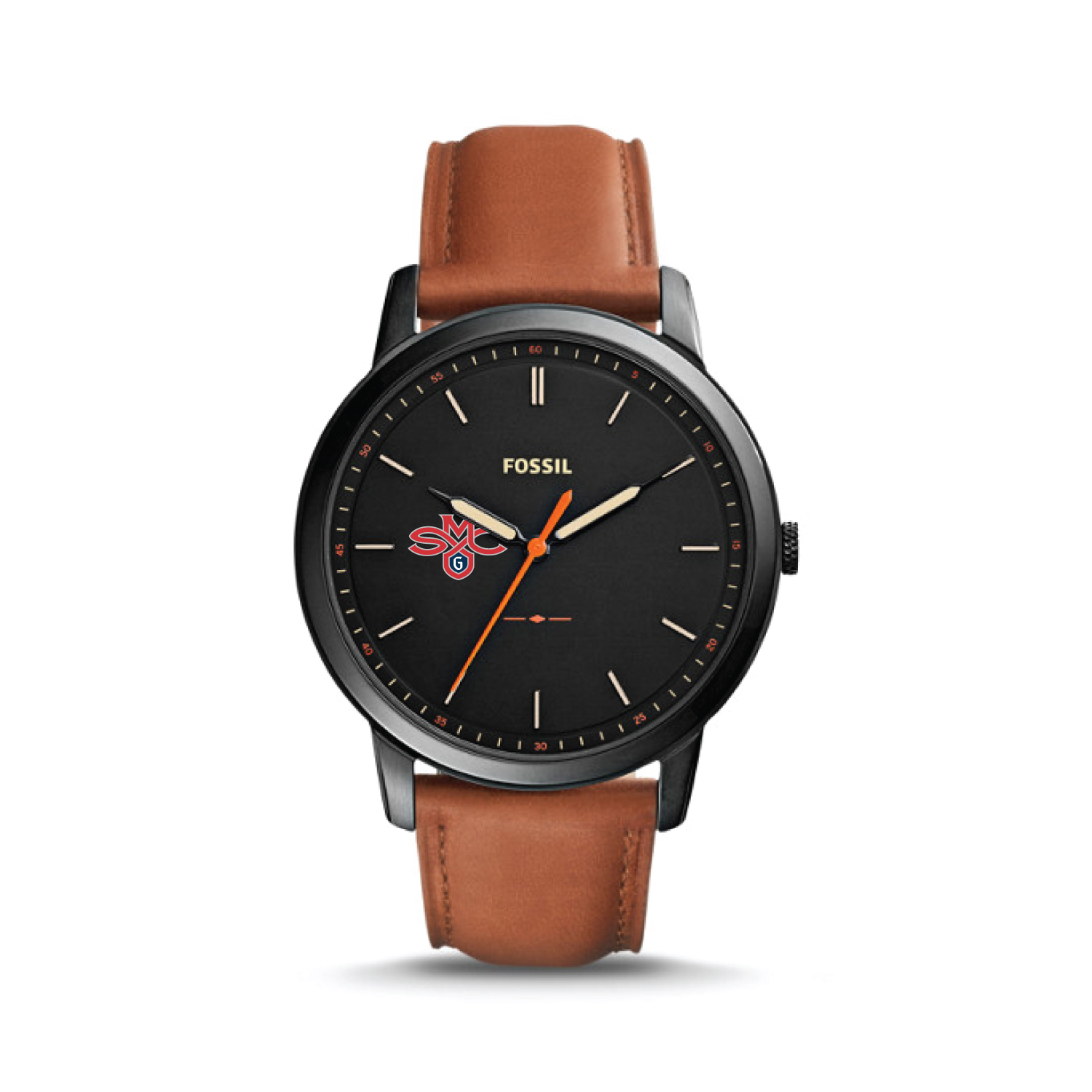 Fossil Black Saint Mary's Gaels The Minimalist Slim Light Brown Leather Watch