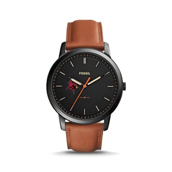 Fossil Black St John Fisher Cardinals The Minimalist Slim Light Brown Leather Watch