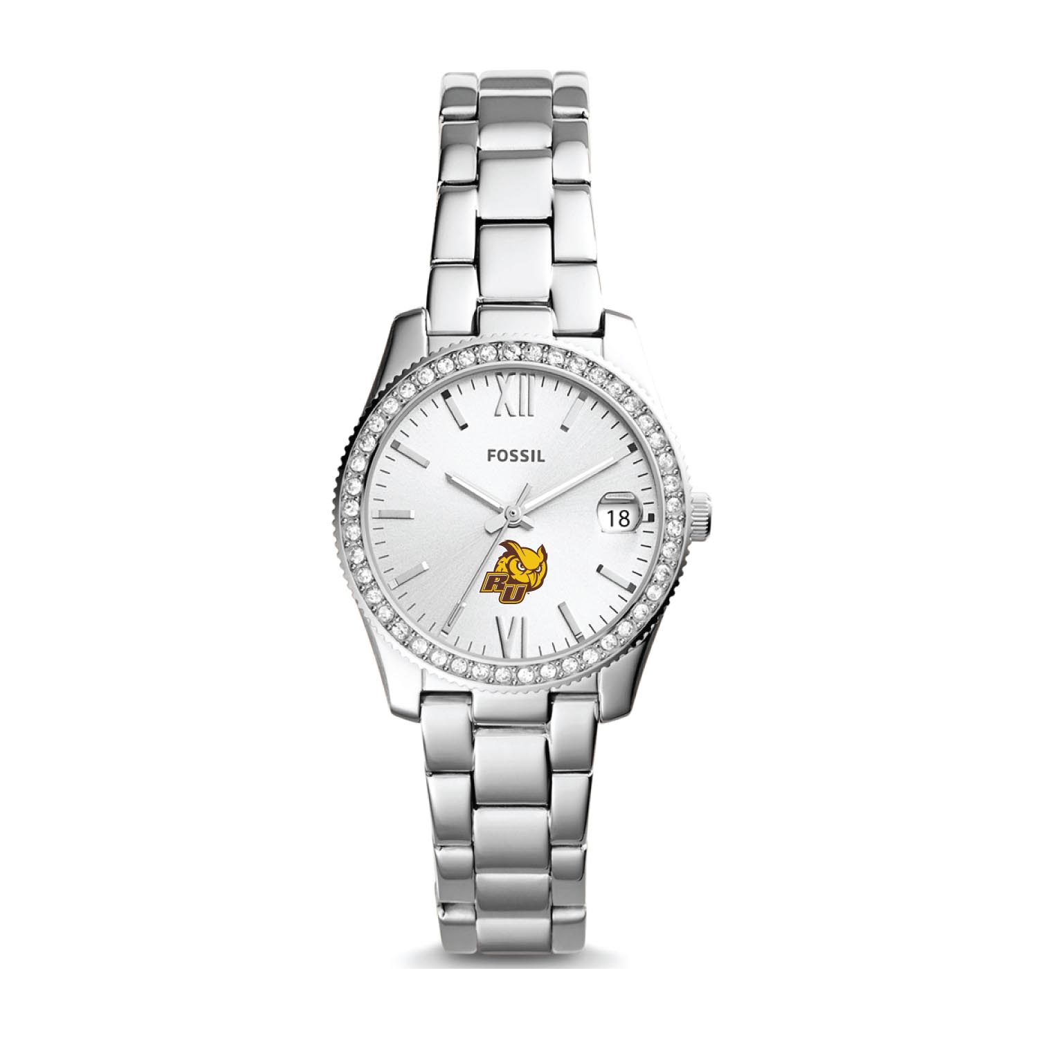 Women's Fossil Silver Rowan Profs Scarlette Mini Three-Hand Date Watch