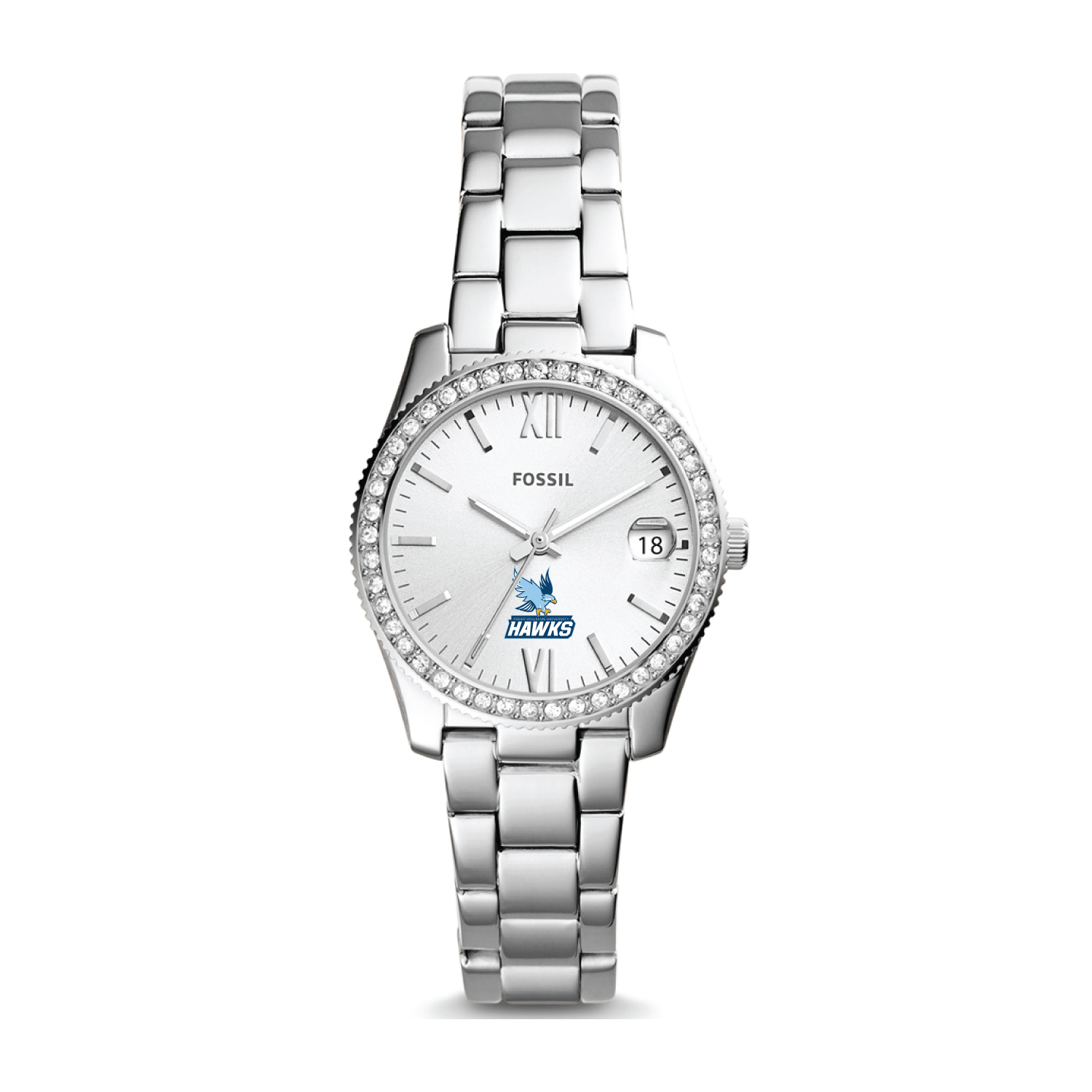 Women's Fossil Silver Roger Williams University Scarlette Mini Three-Hand Date Watch
