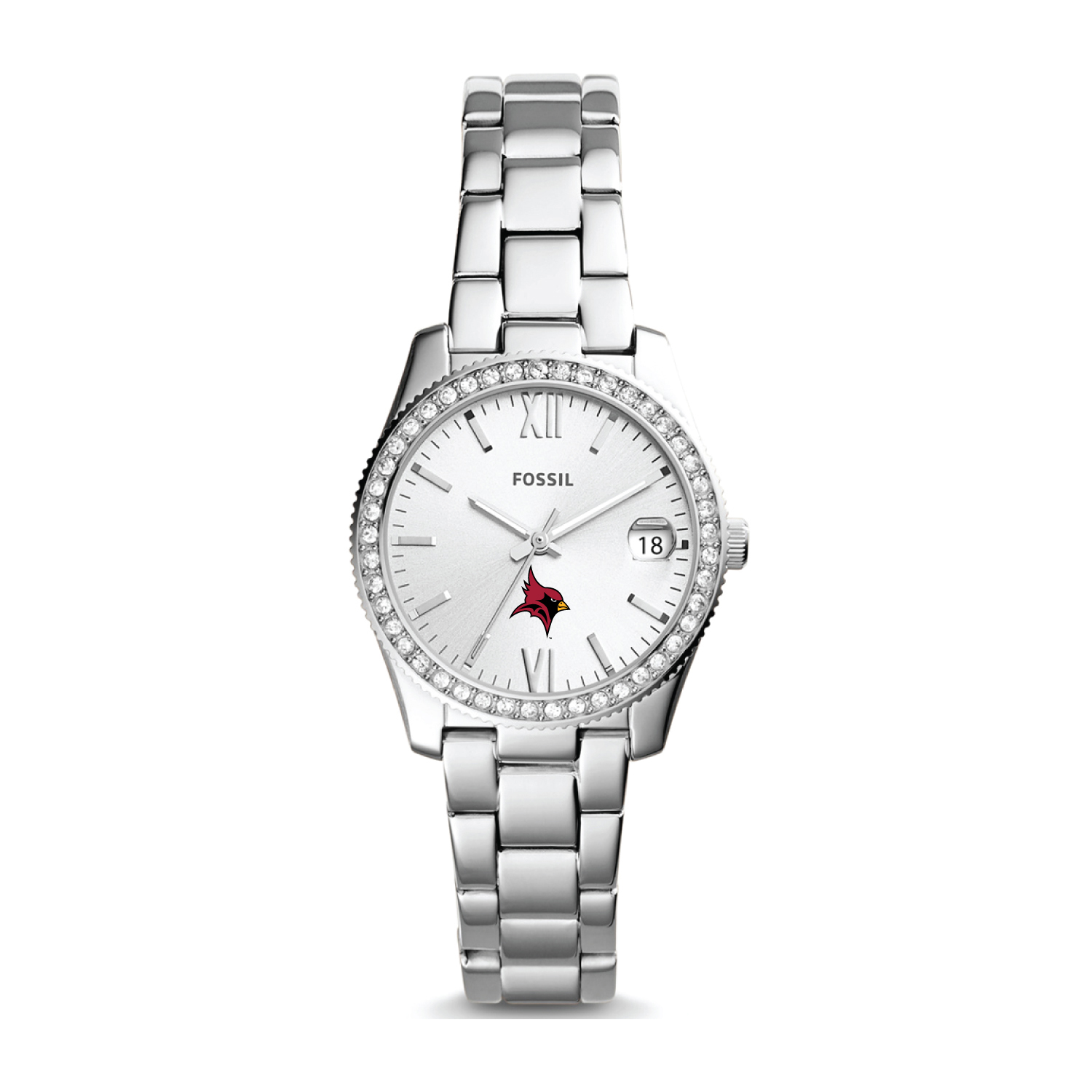 Women’s Fossil Silver St John Fisher Cardinals Scarlette Mini Three-Hand Date Watch Women’s Fossil Silver St John Fisher Cardinals Scarlette Mini Three-Hand Date Watch