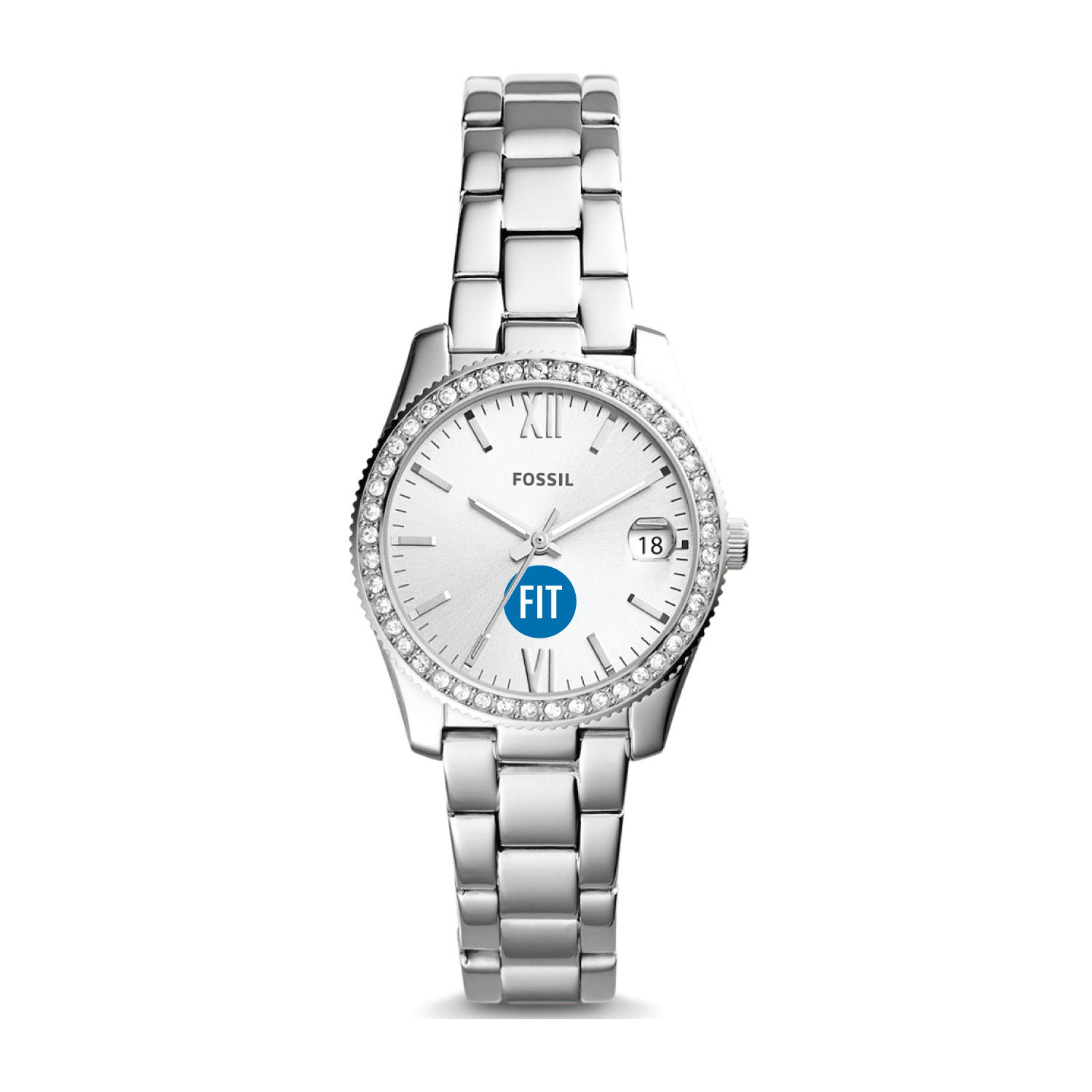 Women's Fossil Silver SUNY Fashion Institute of Technology Tigers Scarlette Mini Three-Hand Date Watch
