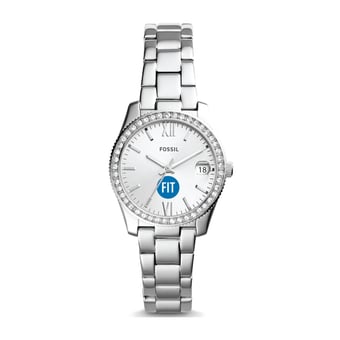 Women's Fossil Silver SUNY Fashion Institute of Technology Tigers Scarlette Mini Three-Hand Date Watch