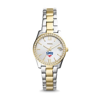 Women's Fossil Silver SMU Mustangs Scarlette Mini Two-Tone Stainless Steel Watch