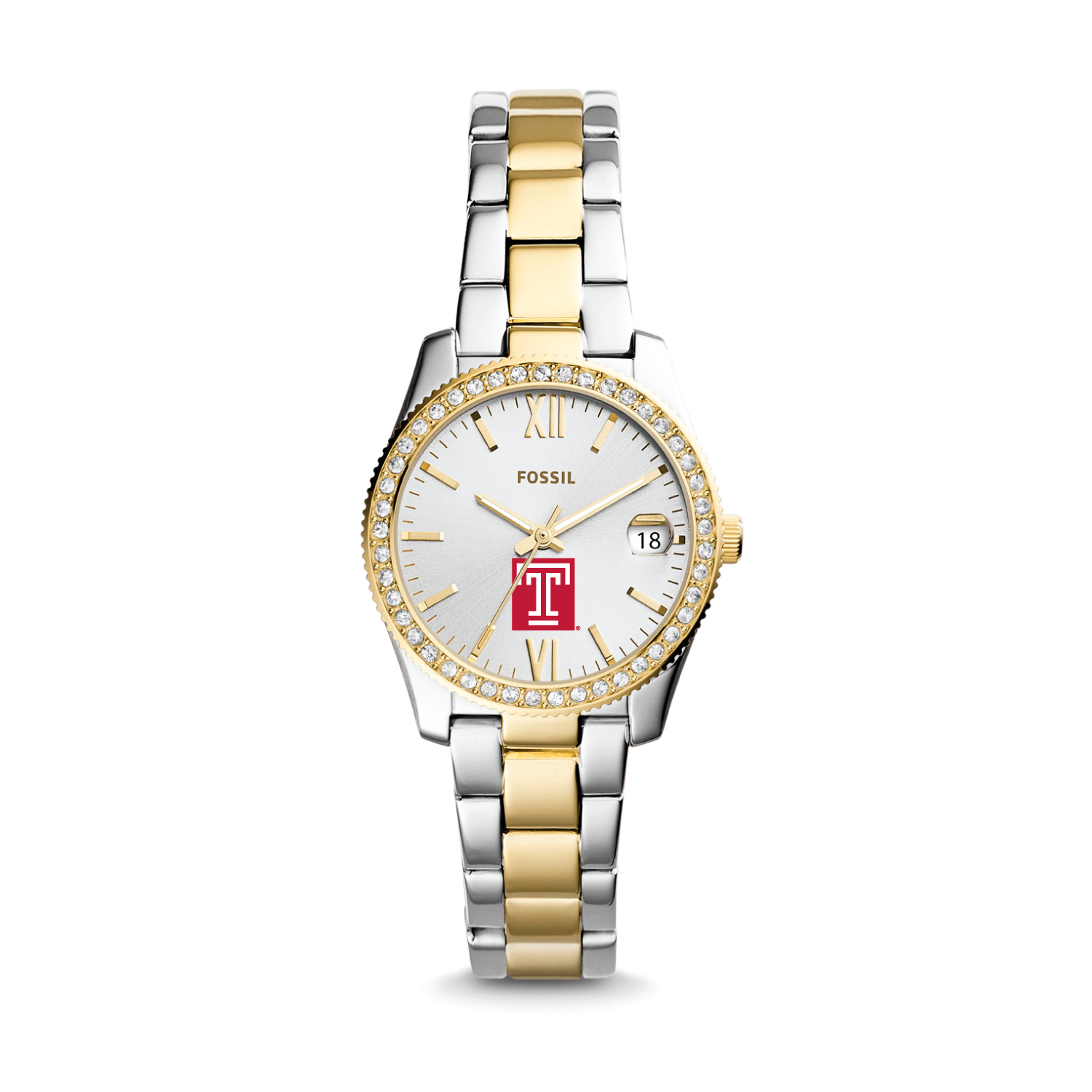 Women's Fossil Silver Temple Owls Scarlette Mini Two-Tone Stainless Steel Watch