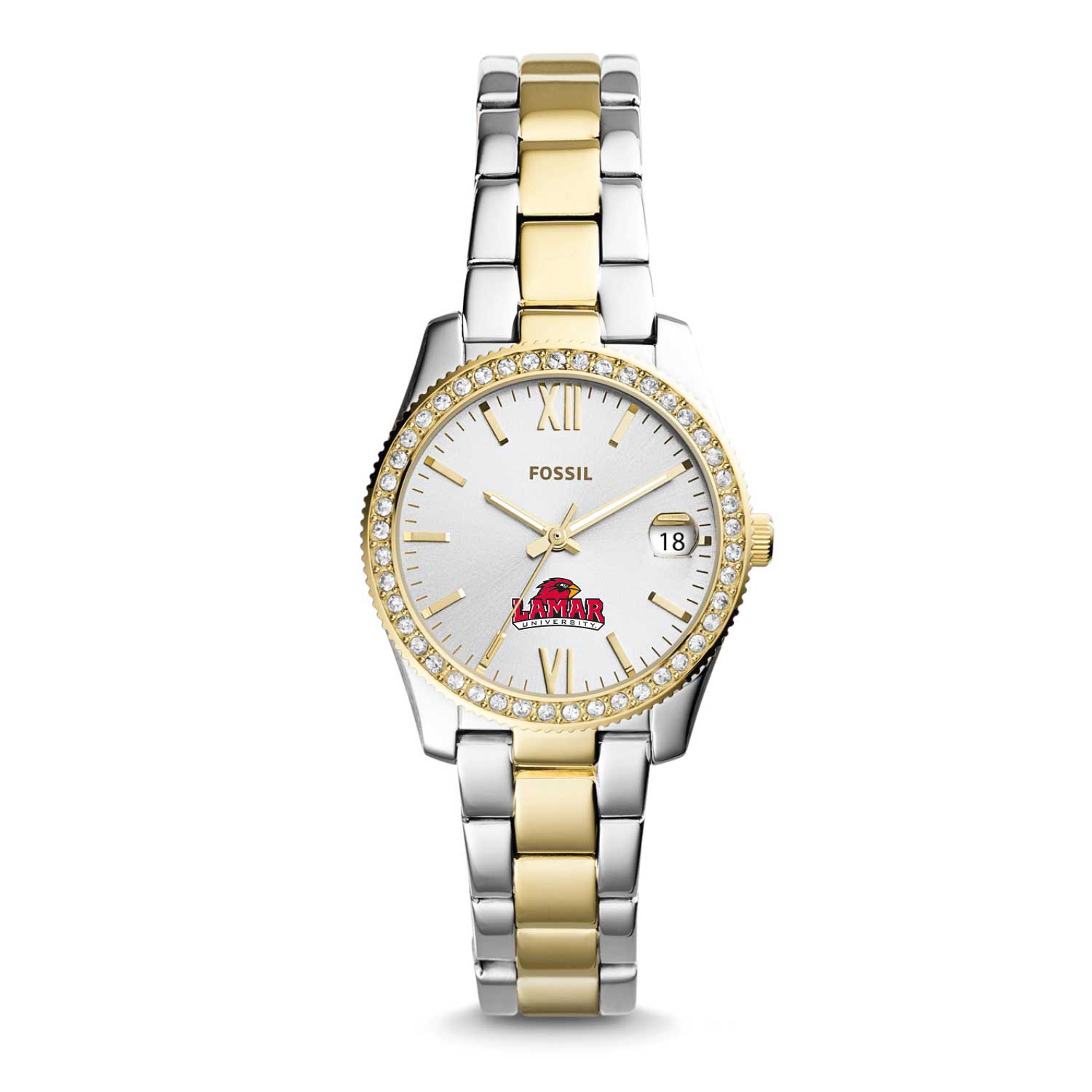 Women's Fossil Silver Lamar Cardinals Scarlette Mini Two-Tone Stainless Steel Watch