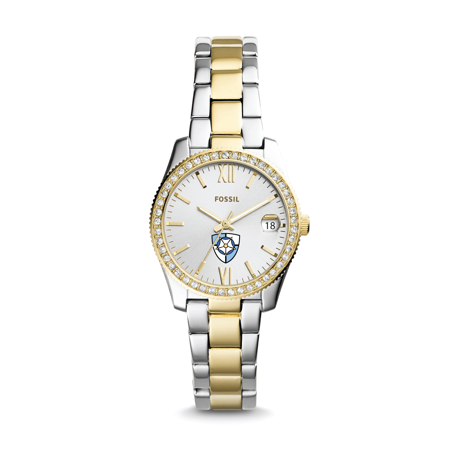 Women's Fossil Silver Notre Dame of Maryland Gators Scarlette Mini Two-Tone Stainless Steel Watch
