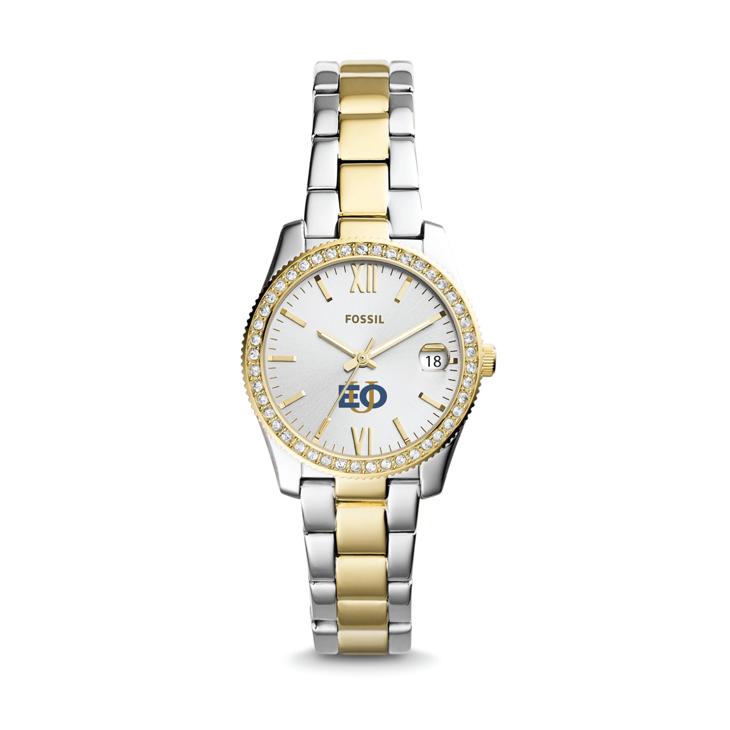 Women's Fossil Silver Eastern Oregon Mountaineers Scarlette Mini Two-Tone Stainless Steel Watch