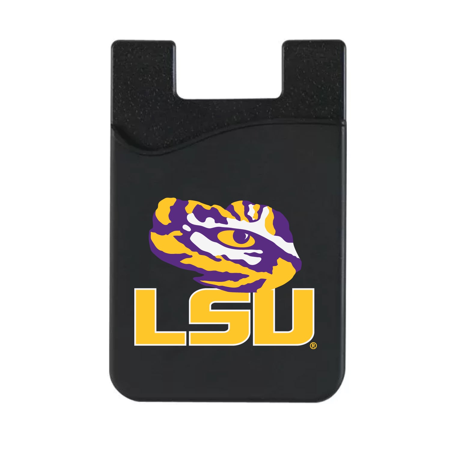 Black LSU Tigers Logo Top Loading Faux Leather Phone Wallet Sleeve