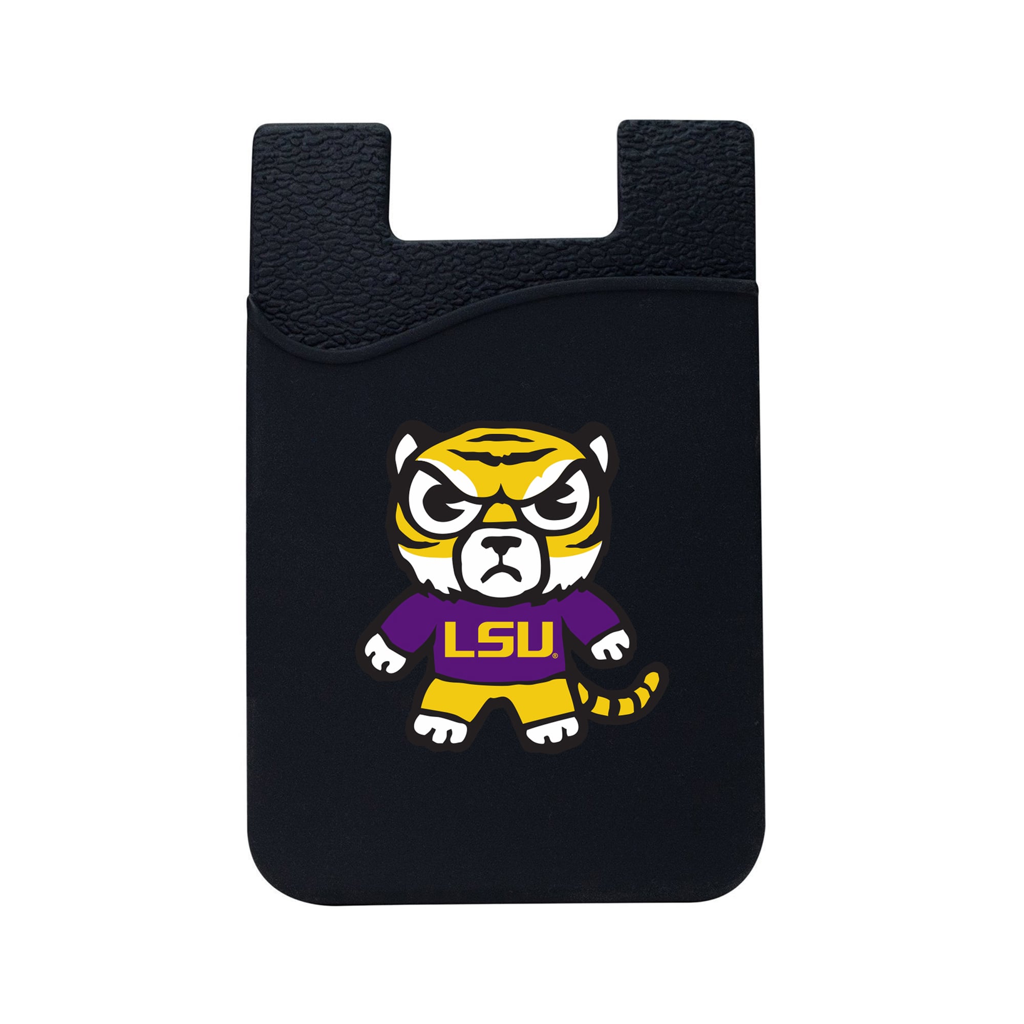 Black LSU Tigers Mascot Top Loading Faux Leather Phone Wallet Sleeve