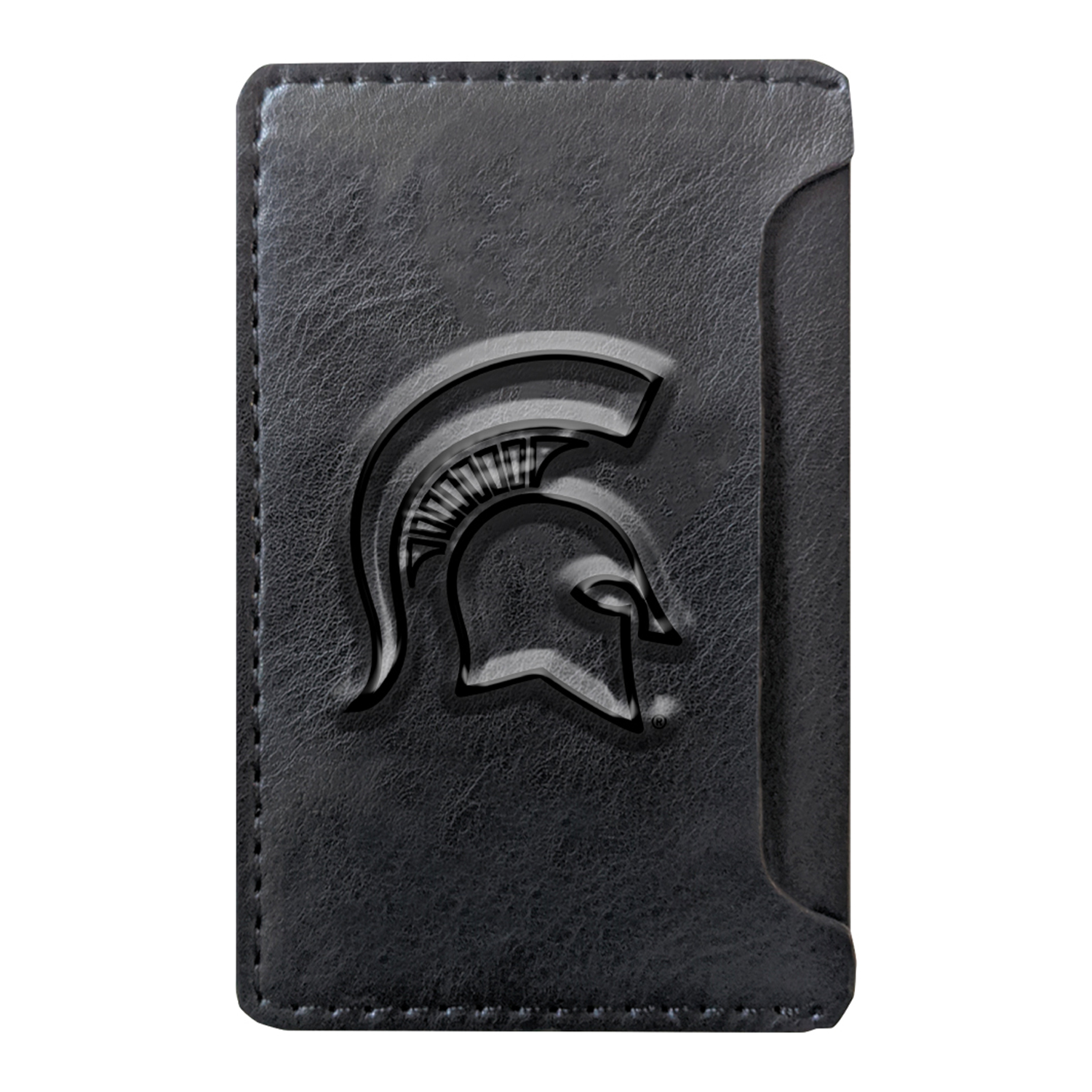 Black Michigan State Spartans Debossed Faux Leather Phone Wallet Sleeve