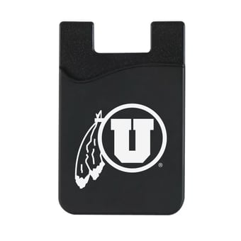 Black Utah Utes Top Loading Faux Leather Phone Wallet Sleeve