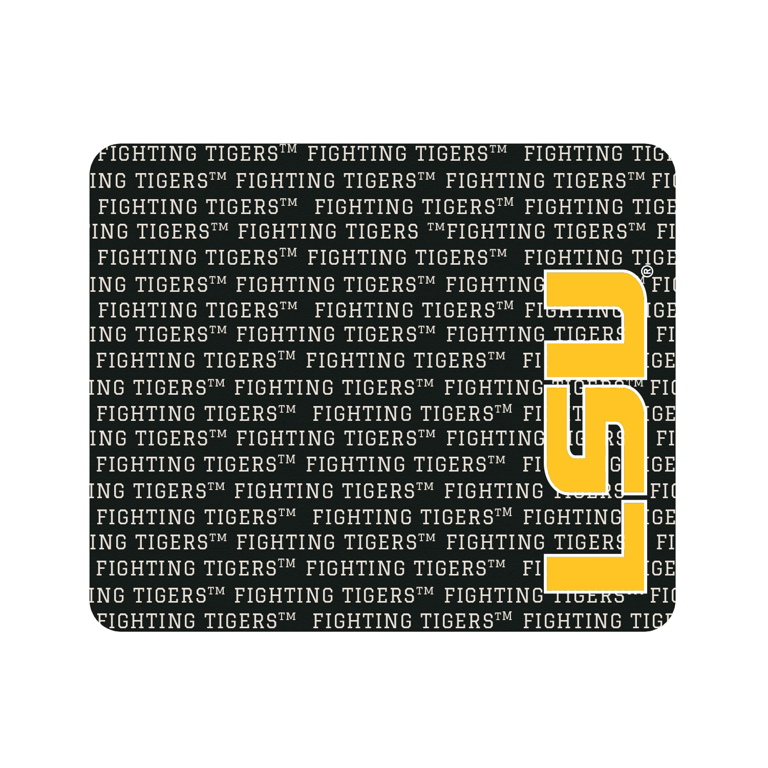 Black LSU Tigers Repeat Text Mouse Pad