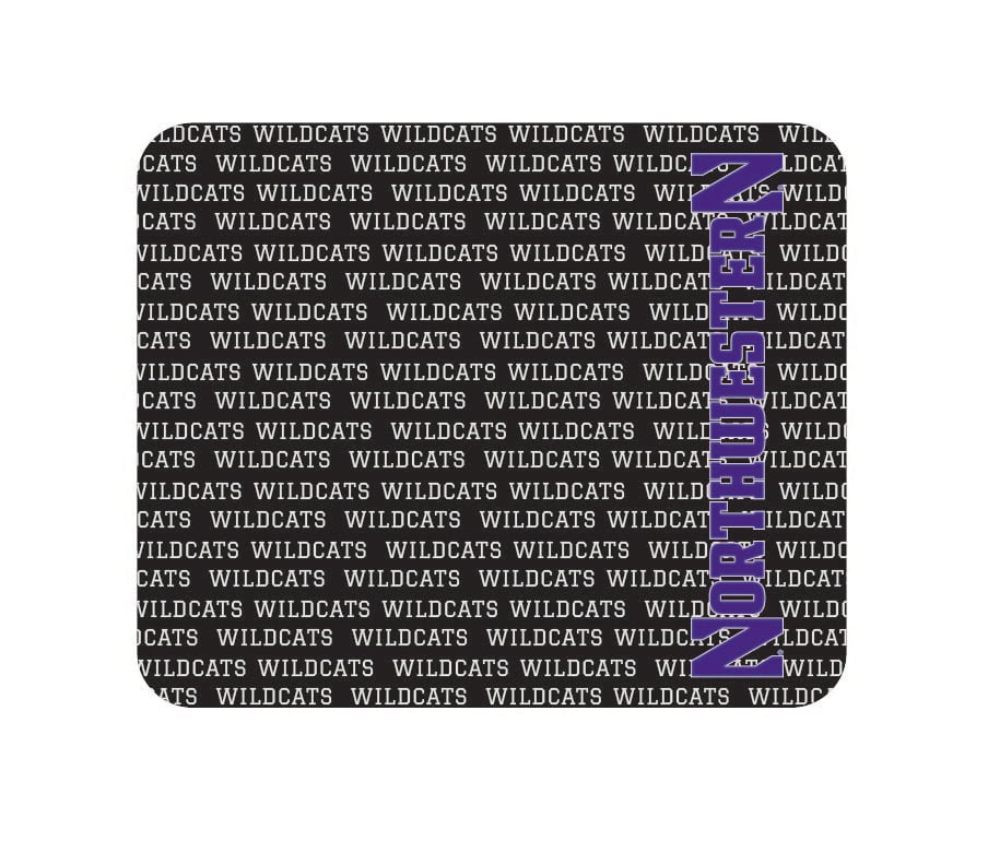 Black Northwestern Wildcats Repeat Text Mouse Pad