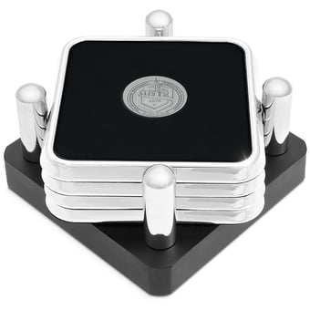 Silver Stevens Institute of Technology Ducks 4-Piece Logo Square Coaster Set in Presentation Stand
