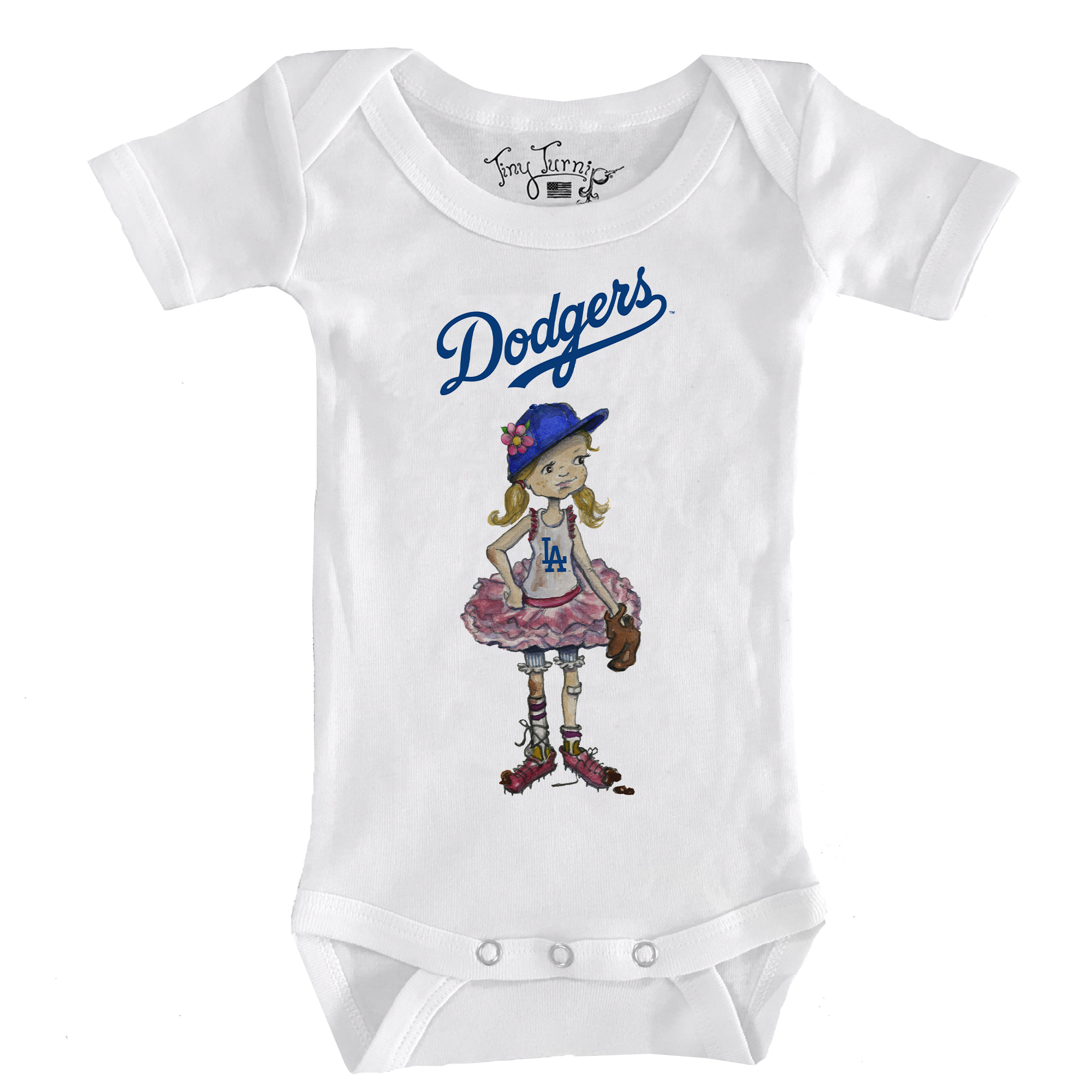 Infant Tiny Turnip White Los Angeles Dodgers Baseball Babes Bodysuit