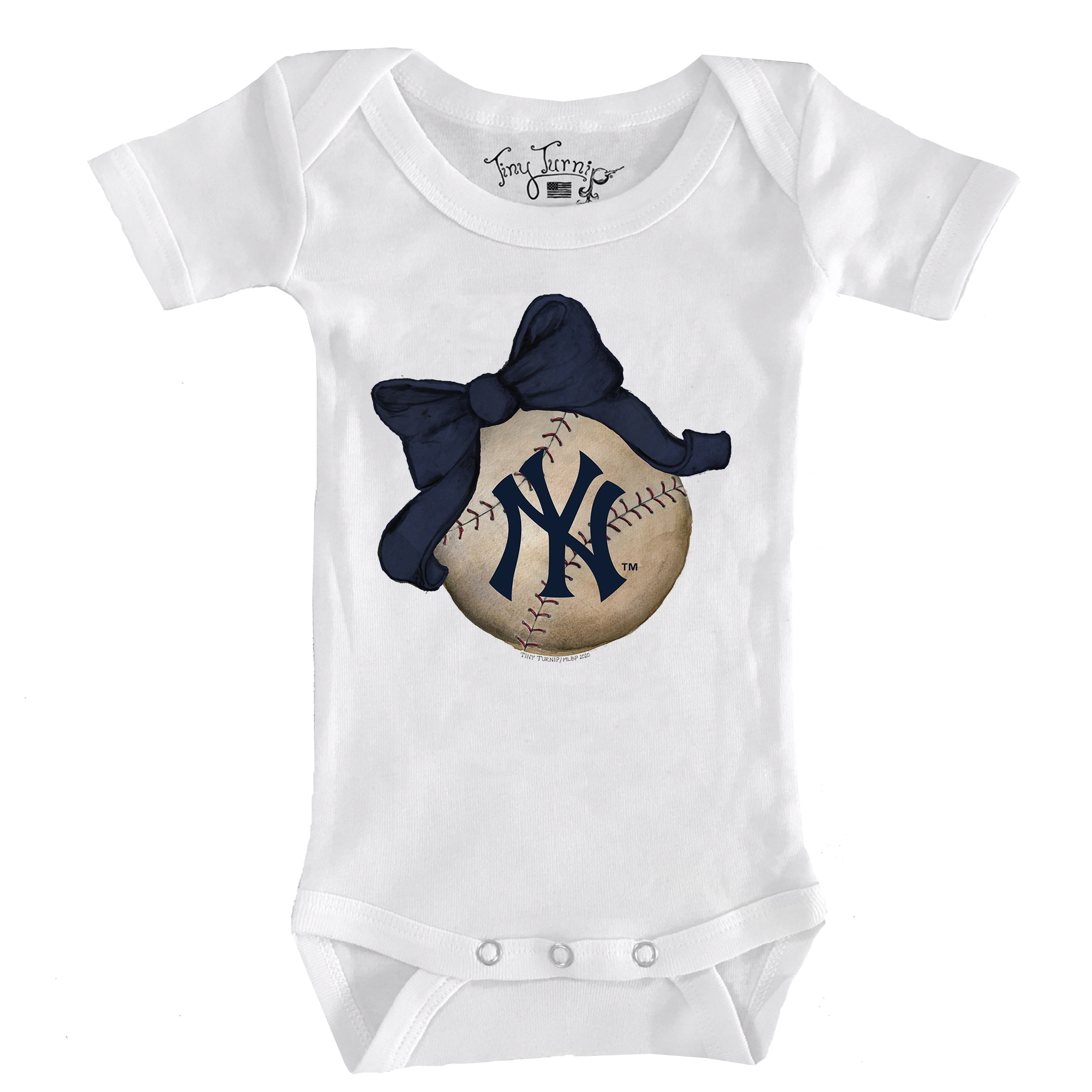 Infant Tiny Turnip White New York Yankees Baseball Bow Bodysuit Infant Tiny Turnip White New York Yankees Baseball Bow Bodysuit