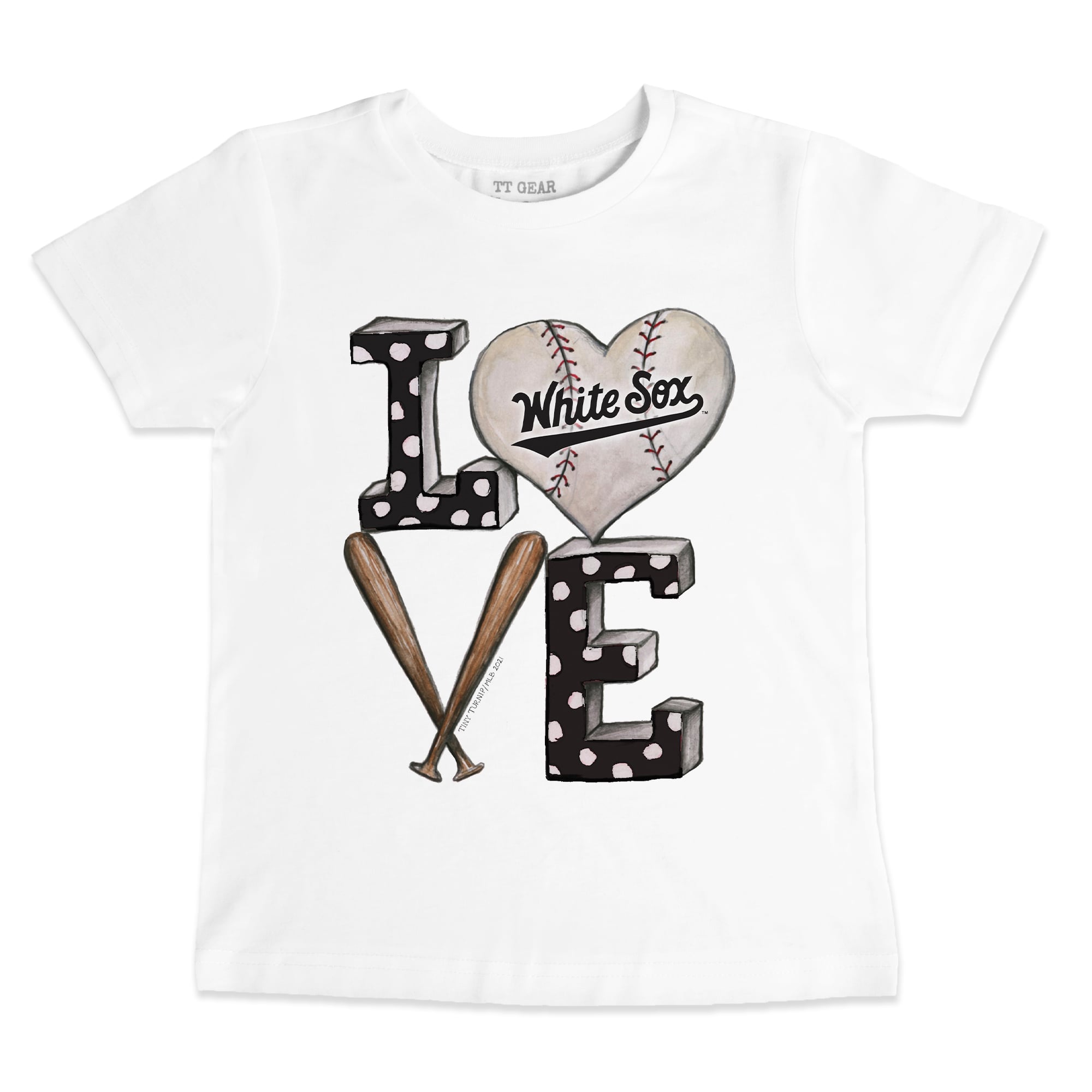 Toddler Tiny Turnip White Chicago White Sox Baseball Love T-Shirt