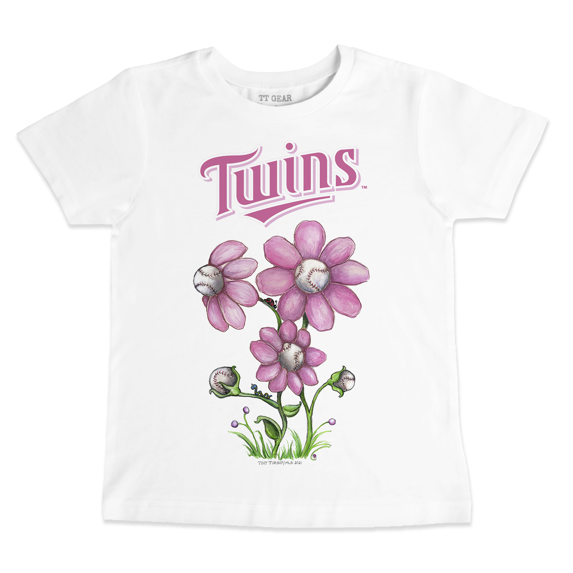 Youth Tiny Turnip White Minnesota Twins Blooming Baseballs T-Shirt