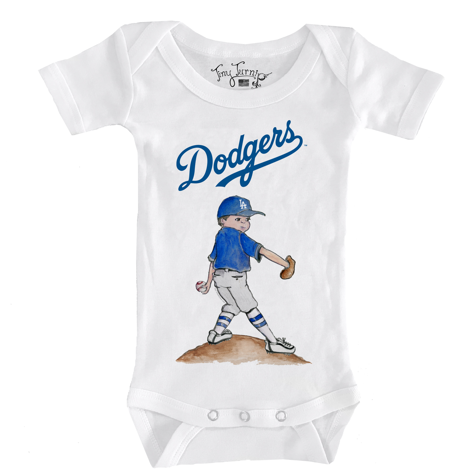 Infant Tiny Turnip White Los Angeles Dodgers Clemente Bodysuit
