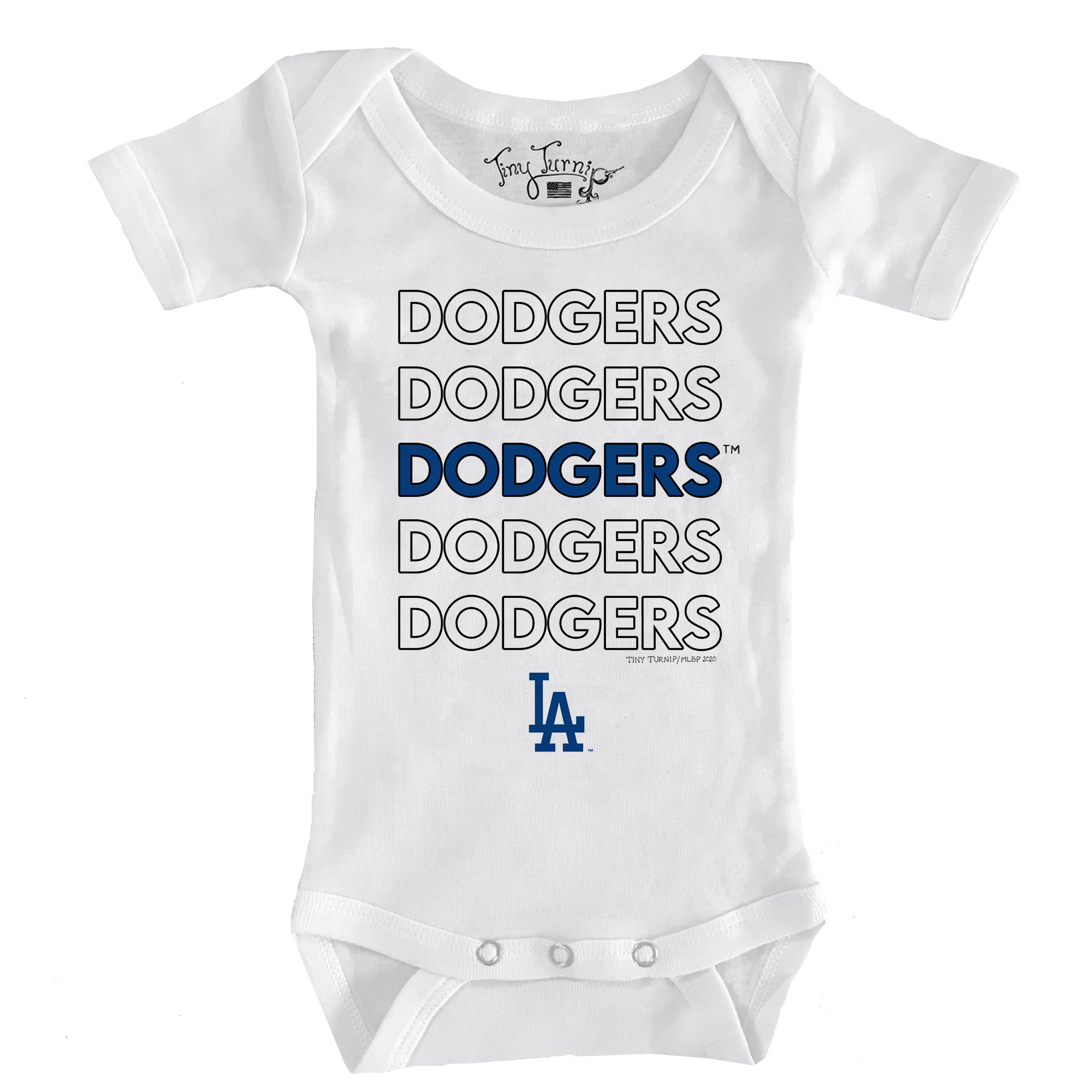 Infant Tiny Turnip White Los Angeles Dodgers Stacked Bodysuit