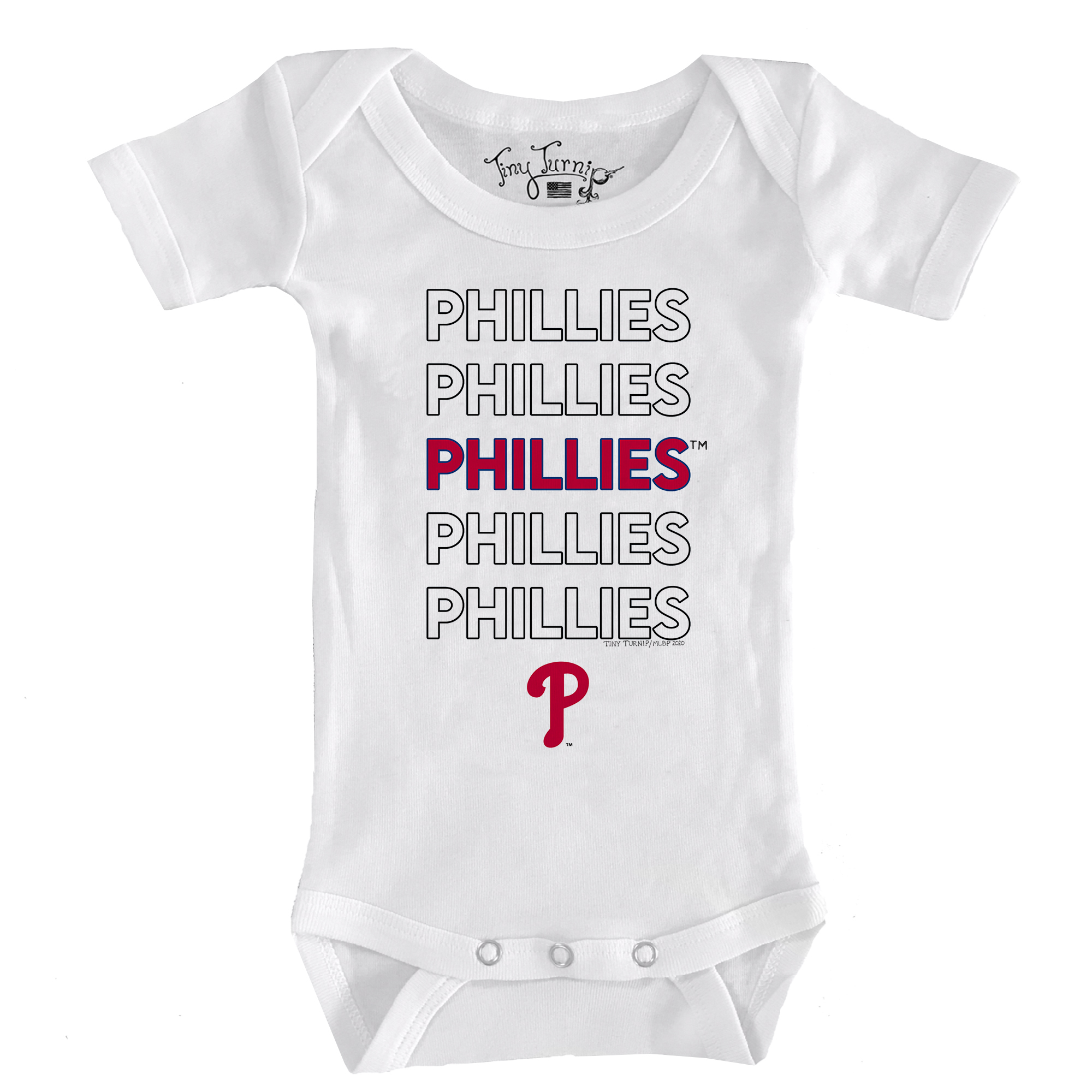 Infant Tiny Turnip White Philadelphia Phillies Stacked Bodysuit