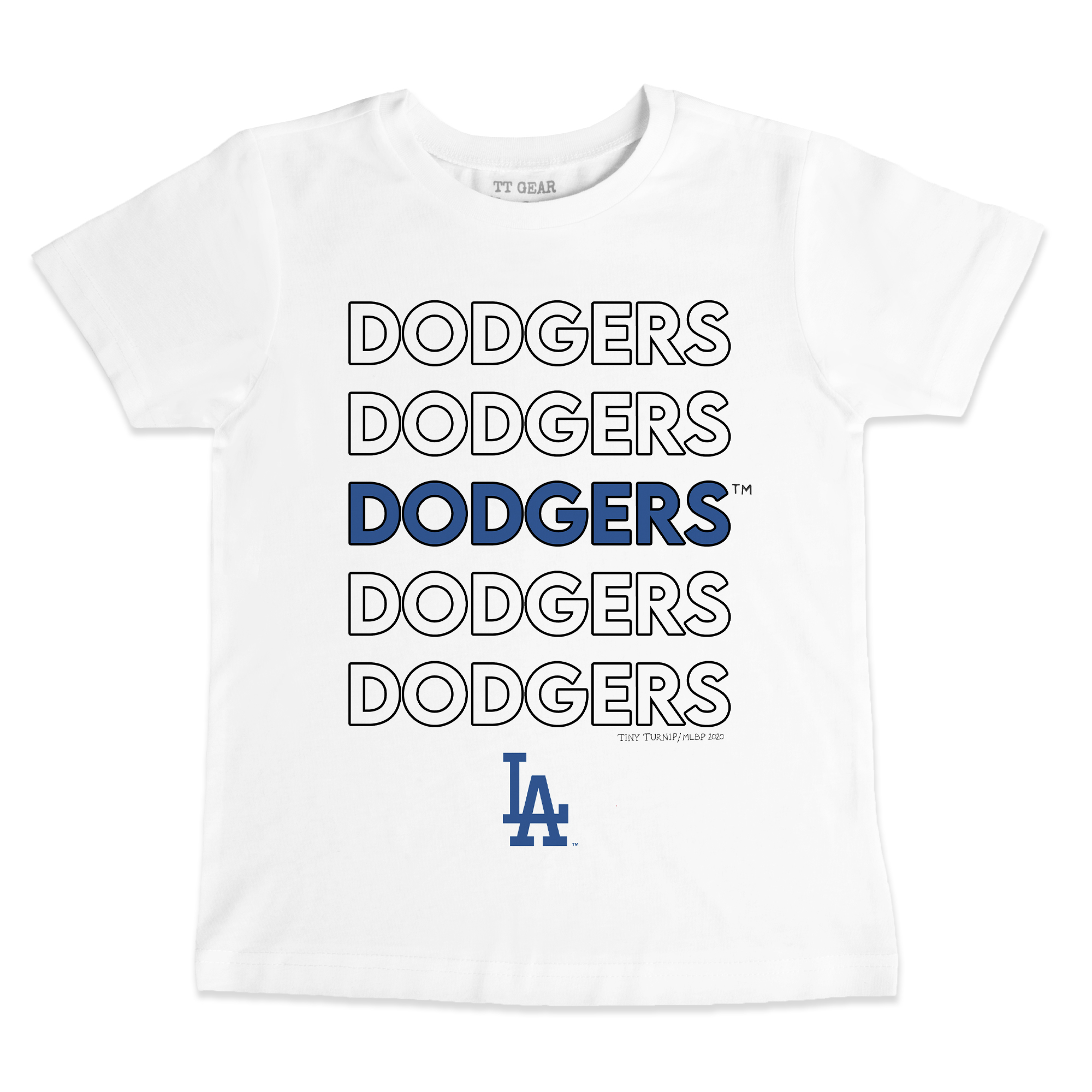 Infant Tiny Turnip White Los Angeles Dodgers Stacked T-Shirt