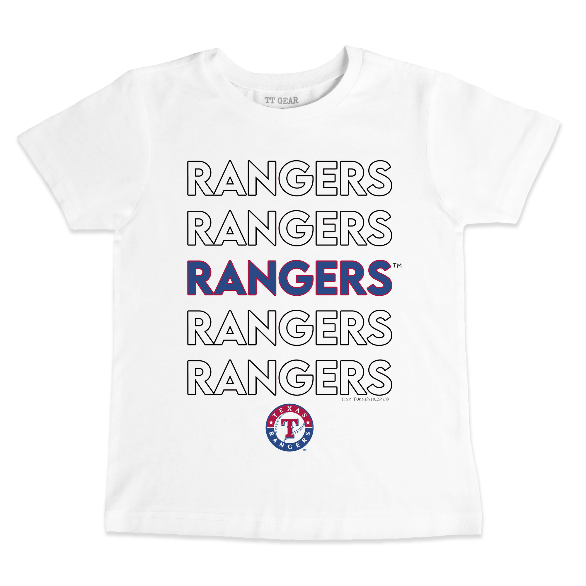 Infant Tiny Turnip White Texas Rangers Stacked T-Shirt