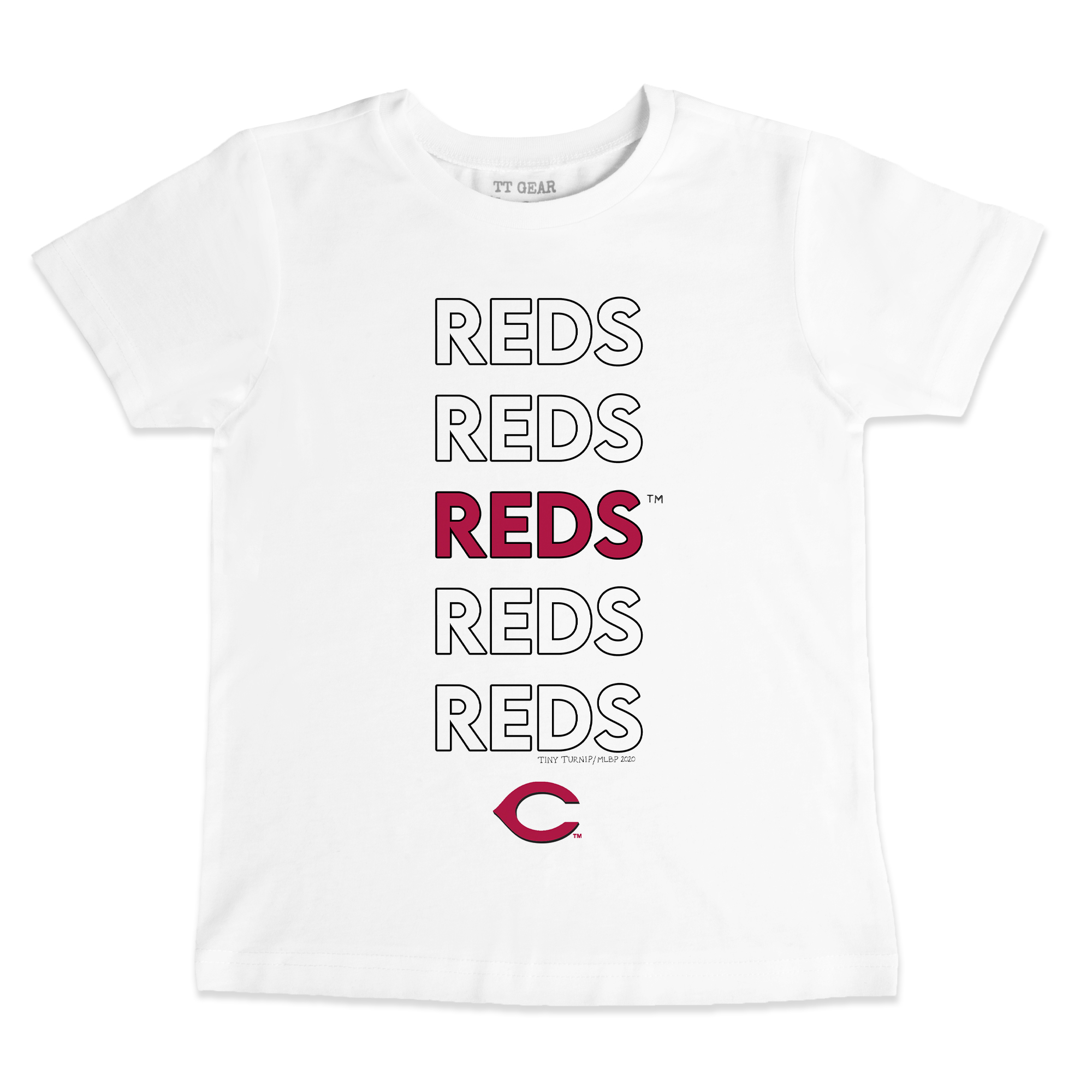 Youth Tiny Turnip White Cincinnati Reds Stacked T-Shirt