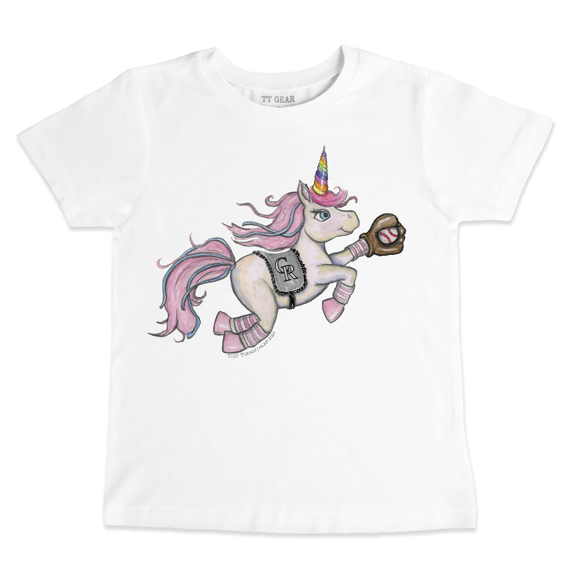 Youth Tiny Turnip White Colorado Rockies Unicorn T-Shirt