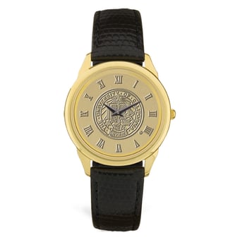 Gold UC Irvine Anteaters Medallion Leather Wristwatch