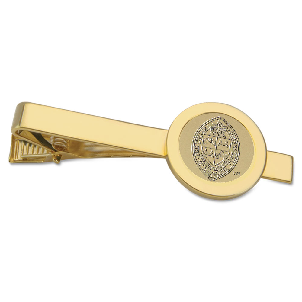 Gold Tulane Green Wave Shield Logo Tie Bar