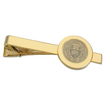 Gold Wellesley Blue Shield Logo Tie Bar