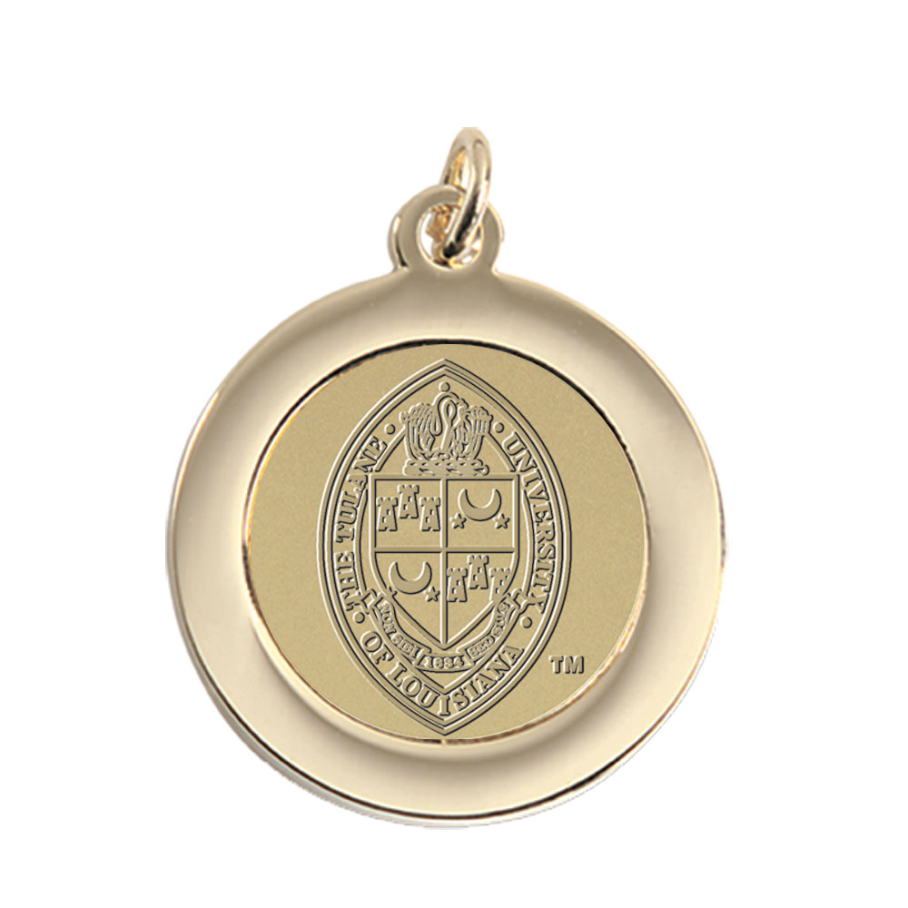 Gold Tulane Green Wave Logo Pendant