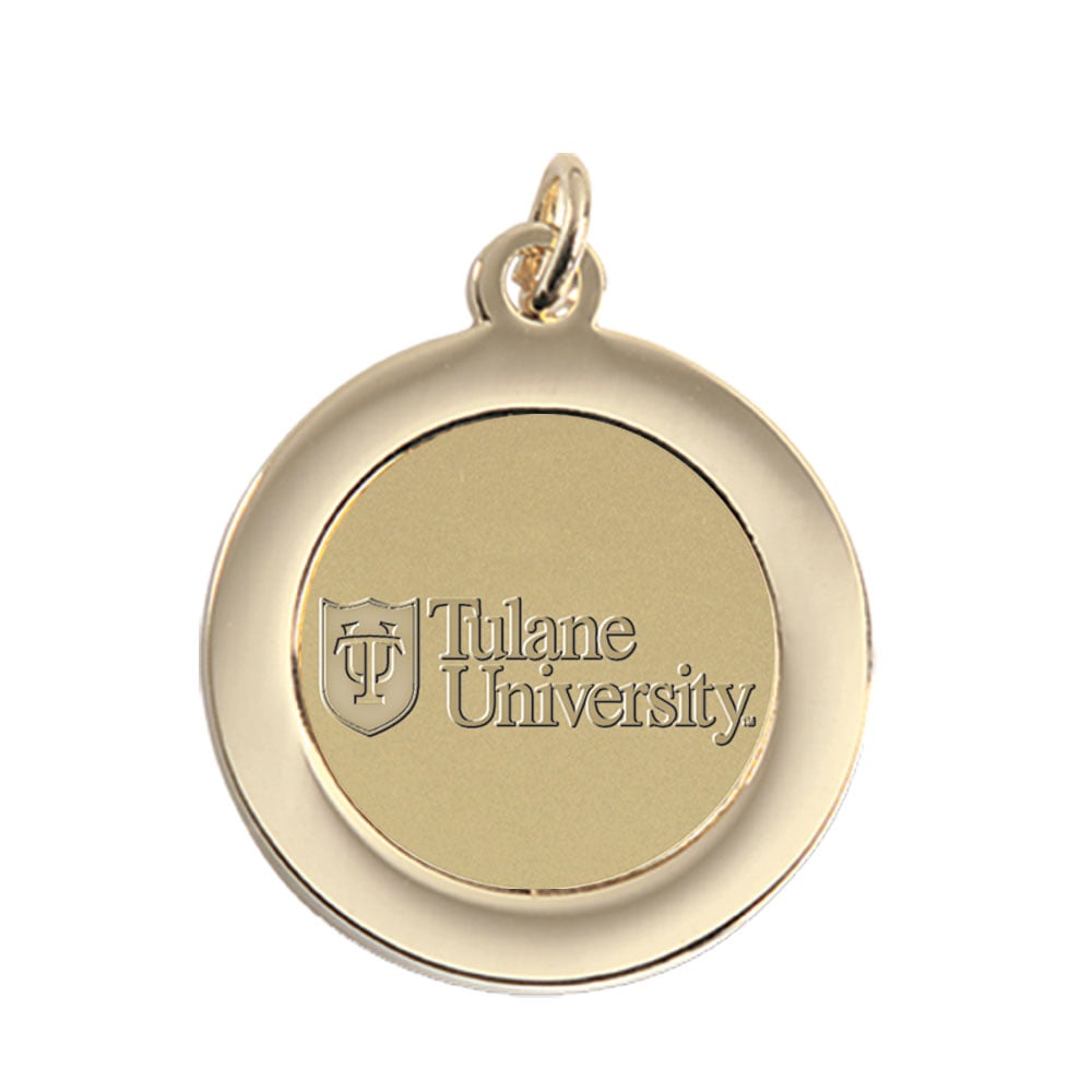 Gold Tulane Green Wave Pendant