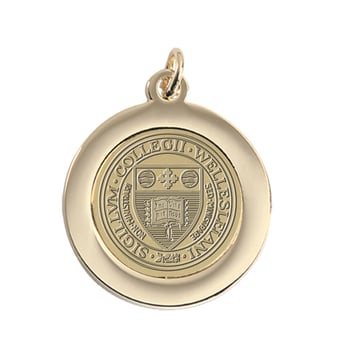 Gold Wellesley Blue Logo Pendant