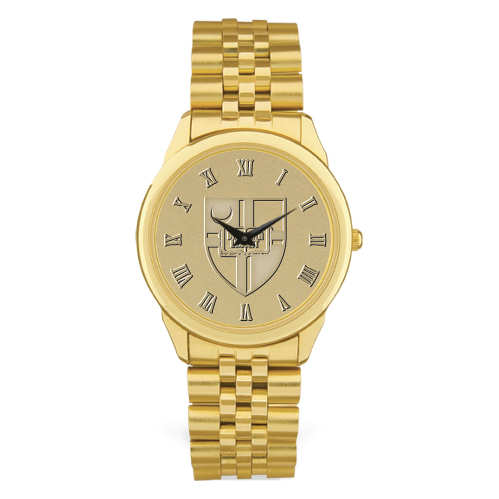 Gold Catholic University Cardinals Team Medallion Rolled Link Bracelet Wristwatch