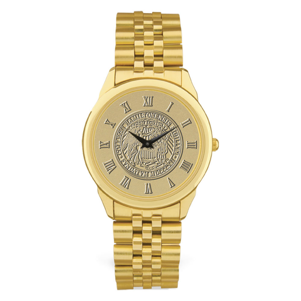 Gold Hamilton Continentals Team Medallion Rolled Link Bracelet Wristwatch