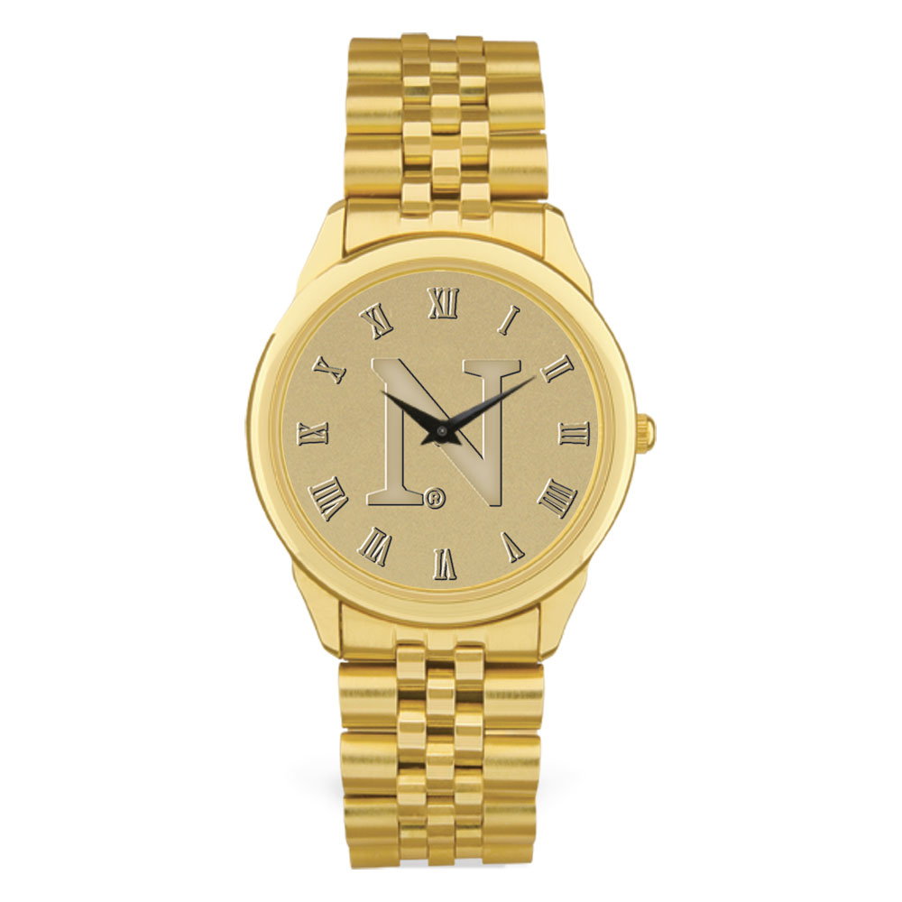 Gold Northwestern Wildcats Team Medallion Rolled Link Bracelet Wristwatch